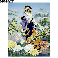 MOSAIC 5d needlework 5d diy diamond embroidery japanese geisha diamond painting cross stitch full square drill home art 2024 - buy cheap