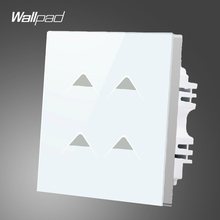 Smart House Wallpad UK 4 Gang 2 Way 3 way White Fireproof Glass LED Light Touch Screen Wall Panel Switch, Free Shipping 2024 - buy cheap