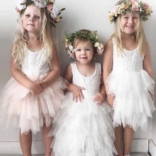 Infantil Baby Girl Partido Lace Tutu Vestidos Crianças Mangas Princesa Menina vestido de Verão Crianças Pano Traje Extravagante para 2 4 6 Crianças 2024 - compre barato