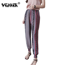 2018 New Women's harem pants chiffon striped trousers Ethnic Style Floral high waist loose Pants women Bloomers Pants S-2XL 2024 - buy cheap