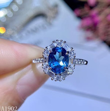 KJJEAXCMY fine jewelry 925 prata incrustada natural topázio azul anel feminino apoio teste xcvb223456 2024 - compre barato