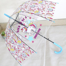 10 шт Catoon зонтик с изображением единорога милые детские длинные ручки Прозрачные Зонтики водонепроницаемый дорожный зонт 2024 - купить недорого