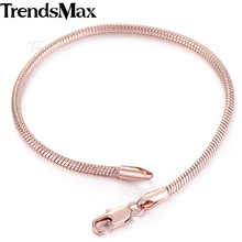 Trendsmax pulseira masculina feminina, bracelete com osso de cobra, ouro rosa, joia para presente gb250, 2mm, 18-20cm 2024 - compre barato