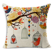 Home Decorative Pillows Cushion 45x45cm pillowcase vintage parrot cute owls bird printed seat couch pillows 18" without core NL1 2024 - buy cheap