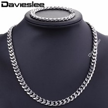 Conjunto de joyería para hombre, cadena de eslabones Curb de 9MM, collar de acero inoxidable, pulsera, cadena, conjunto de joyería KS111 2024 - compra barato