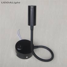 LED Reading Wall Lamps Knob Switch 90-260V 3W Modern Bedroom Bedside Lamp Black Silver Light Body 360 Degree Angle Adjustable 2024 - buy cheap