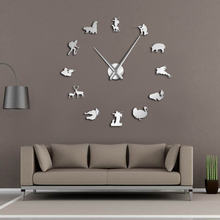 Caça diy gigante relógio de parede animais caçadores exclusivo grande tempo relógio de caça clube decoração da parede espelho efeito diy arte da parede 2024 - compre barato
