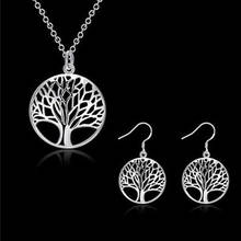 Best Selling Hot Silver Plated Tree Of Life Jewelry Bridal Set Necklace Earring Totem Gift Wife Girl Wedding Jewellery 2024 - buy cheap
