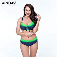 Conjunto de Bikini de talla grande para mujer, realce Sexy de traje de baño, bañador verde de copa supergrande, novedad 2024 - compra barato