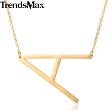 Trendsmax pingente de letras iniciais 26, colar para mulheres e meninas cor dourada de aço inoxidável joias para mulheres presente kpm126 2024 - compre barato