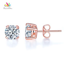 Peacock Star 1 Carat Clear Solid 925 Sterling Silver Stud Earrings Rose Gold Color Jewelry Created Diamante CFE8151 2024 - buy cheap