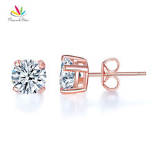 Pavo Real Star-pendientes de tuerca de plata sólida 925 transparente de 1 quilates, joyería de Color oro rosa, Diamante creado CFE8151 2024 - compra barato