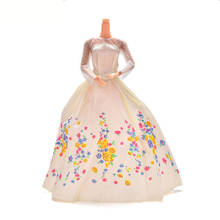 TOYZHIJIA 1 шт. модное платье с цветочным принтом, одежда, платье для Барби, ручная работа, белое кружевное свадебное платье, аксессуары для кукол 2024 - купить недорого