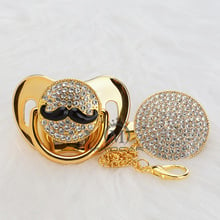 MIYOCAR BLING gold silver Moustache pacifier and pacifier clip unique design for baby SGS certificate safe and unique AMOU 2024 - buy cheap