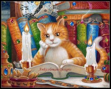 The Reading Cat - Counted Cross Stitch Kits - DIY Handmade Needlework For Embroidery 14 ct Cross Stitch Sets DMC Color 2024 - buy cheap