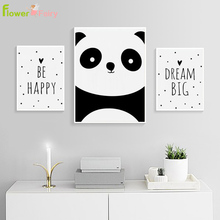 Be Happy-cuadro sobre lienzo para pared, carteles e impresiones grandes de ensueño, póster nórdico de Panda, imágenes de pared, habitación de bebé para niños sin marco 2024 - compra barato
