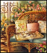 Embroidery Counted Cross Stitch Kits Needlework - Crafts 14 ct DMC Color DIY Arts Handmade Decor - Wicker Bench Tea 2024 - buy cheap