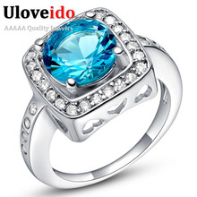 Uloveido 2016 Bijoux Vintage Big Rings with Stone Cubic Zirconia Wedding Ring Crystal Rings for Women CZ Zircon Jewelry J475 2024 - buy cheap