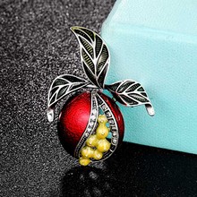 Zlxgirl jewelry Luxury Brand Enamel fruit brooches Alloy Plants Banquet Party Brooch hats jewelry Carton hijab accessories 2024 - buy cheap