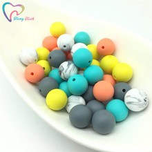 Teeny Teeth 100 PCS Marble White Orange 12-15MM Chewable Silicone Beads Teething Pacifier Chain DIY Necklace Holder Round Beads 2024 - buy cheap