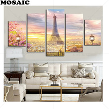 5pcs Full 5d diy Diamond Mosaic,Diamond Painting tower city night,Cross Stitch Embroidery,Patterns Diamond Rhinestones LH333 2024 - buy cheap