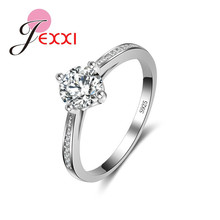 Special Round  100% Pure  Silver Crystal Gifts For Women Female Wedding Rings Popular Design Best Chioce Design 2024 - buy cheap