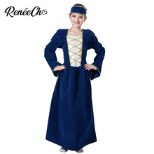 Disfraces de Halloween para niñas, disfraz de Tudor de princesa, vestidos para niños, Reina renacentista, Cosplay, verde azulado, princesa Medieval 2024 - compra barato