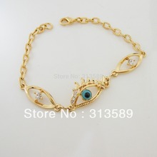 7 DESIGNS GORGEOUS YELLOW GOLD GP OVERLAY FILL BRASS EVIL EYE CZ STONE BRACELET GREAT GIFT 2024 - buy cheap