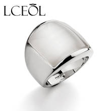 LCEOL  Lovers Finger Ring Gift Synthetic Opal Stone Good Luck Jewelry For Man And Women Rose Gold Colour Big Wide Rings Anel 2024 - buy cheap