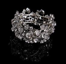 Fashion wedding crystal rhinestone cuff elastic bracelet luxury bridal alloy leaf bangles pulsera for wedding accessories 1pc 2024 - buy cheap