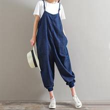 Cotton Overalls 2020 Rompers Womens Jumpsuit Casual Loose Herem Sleeveless Backless Pockets Playsuits Oversized Bottoms Pants 2024 - buy cheap
