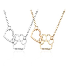 Collar con colgante para mujer, gargantilla de Metal con forma de corazón, garra de perro, pata, huella de Mascota 2024 - compra barato