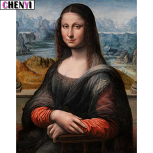 CHENYI-Cuadro de Mona Lisa con diamantes, bordado de punto de cruz, sonrisa, Diamantes cuadrados completo, accesorios de decoración para el hogar 2024 - compra barato