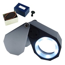 Precision Foldable 10x Magnification Triplet Optic Lens Jeweler Loupe Magnifier + 6 LED Light, 21mm 2024 - buy cheap