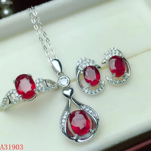 KJJEAXCMY boutique jewels 925 Стерлинговое Серебро инкрустированное натуральным Рубином женское кольцо ожерелье кулон серьги набор поддержка обнаружения 2024 - купить недорого