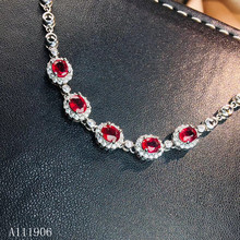 Pulseira feminina de rubi natural embutida em prata esterlina 925, conjunto de suportes e luxo com detecção de luxo, joias boutique 2024 - compre barato