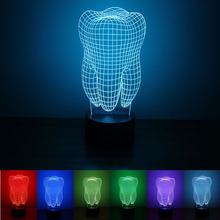 USB Powered Tooth Shape 3D Night Light LED Desk Lamp Touch Key Decoration Lights Use Home Hotel Party Holiday 2024 - buy cheap