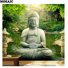 5D DIY Diamond Painting buddha garden Diamond Painting Cross Stitch  Landscape Needlework Home Decorative D49 2024 - buy cheap