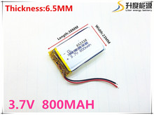 3.7V lithium polymer battery 6.5*2338 652338 800mAh MP3 MP4 GPS  6.5*23*38mm lithium battery small stereo  GPS 2024 - buy cheap