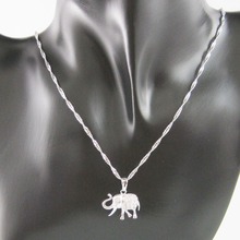 NEW - WHITE - GOLD GP 18" NECKLACE & ELEPHANT SHAPED CLEAR STONE PENDANT HANGS  21MM 0.83" 2024 - buy cheap