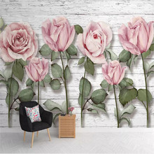 Pared de madera 3D, Fondo de Rosa pintada a mano, mural de alta gama de fábrica, papel pintado al por mayor, pared de fotos 2024 - compra barato