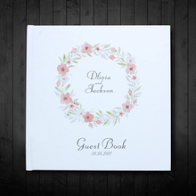 Personalized White and Floral Wreath Wedding Guest Book Alternatives,Custom White Wedding Guest Book,Flowers Photo Album Sign 2024 - buy cheap