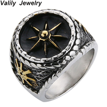 Valily Silver Men ring Vintage Rudder Rope Design black titanium ring Stainless steel Finger Band Biker Jewelry Rings For Men 2024 - buy cheap