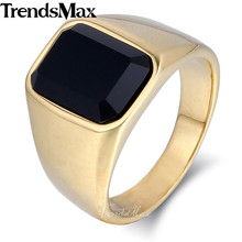Trendsmax Engagement Band Ring for Men 316L Stainless Steel Ring Black Zirconia 2018 Fashion Men's Jewelry HR389 2024 - buy cheap