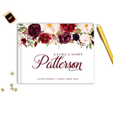 Livro de assinaturas floral de casamento com flores, livro de assinaturas de casamento, livro de visitas personalizado, paisagem horizontal com flores 2024 - compre barato