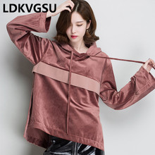 2018 Spring Autumn New Women Velvet Long Sleeve Hoodies Korean Hooded Loose Large Size Female Pullover Sweatershirts Is569 2024 - buy cheap