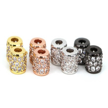 CZ Beads,Micro Pave cylindrical Beads,Round Tube Beads,Cubic Zircon,Slider Beads Bracelet Hand Chain Charms,Jewelry 2024 - buy cheap