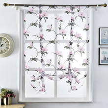 Roman Flower Curtains Kitchen Valance Tulle Sheer Panel Bedroom Window Drape 2024 - buy cheap