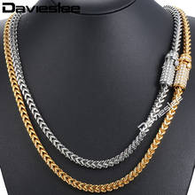 Davieslee Miami Franco Mens Necklace Chain Iced Out Cubic Zirconia CZ 316L Stainless Steel Gold Silver Color 6mm 30inch DHNM20 2024 - buy cheap