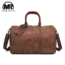 MARKROYAL Large Capacity Crazy horse Genuine Leather Travel Bags Men Vintage Travel Duffel Bag Handbags Shoulder Luggage Bag 2024 - buy cheap
